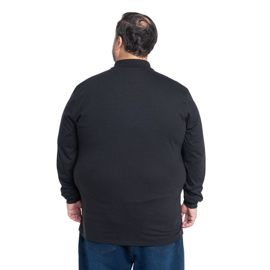 Polera Hombre Jersey Pique Manga Larga Cuello Polo Negro - Sensez