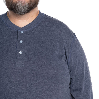 Polera Hombre Manga Larga Jersey Cuello Redondo con Botones Azul Marino
