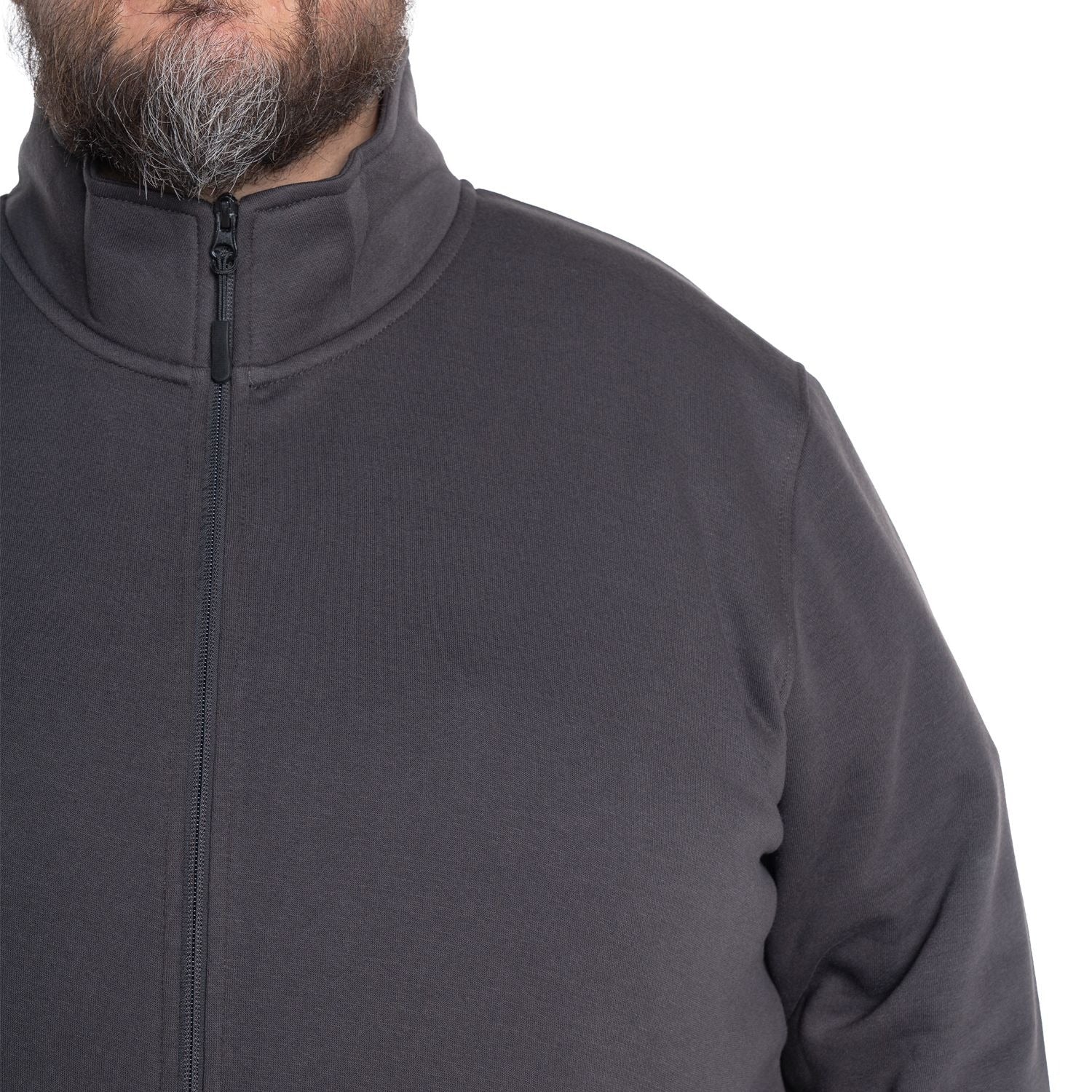 Polerón Hombre Cierre Completo Cuello Alto Gris - Sensez