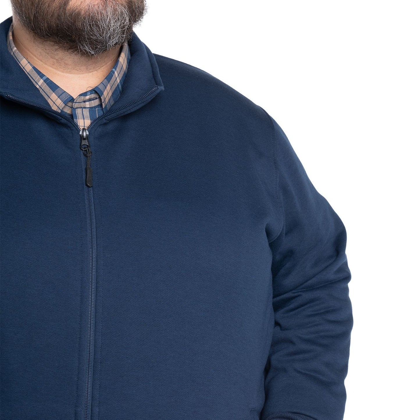 Polerón Hombre Cierre Completo Cuello Alto Azul Marino - Sensez