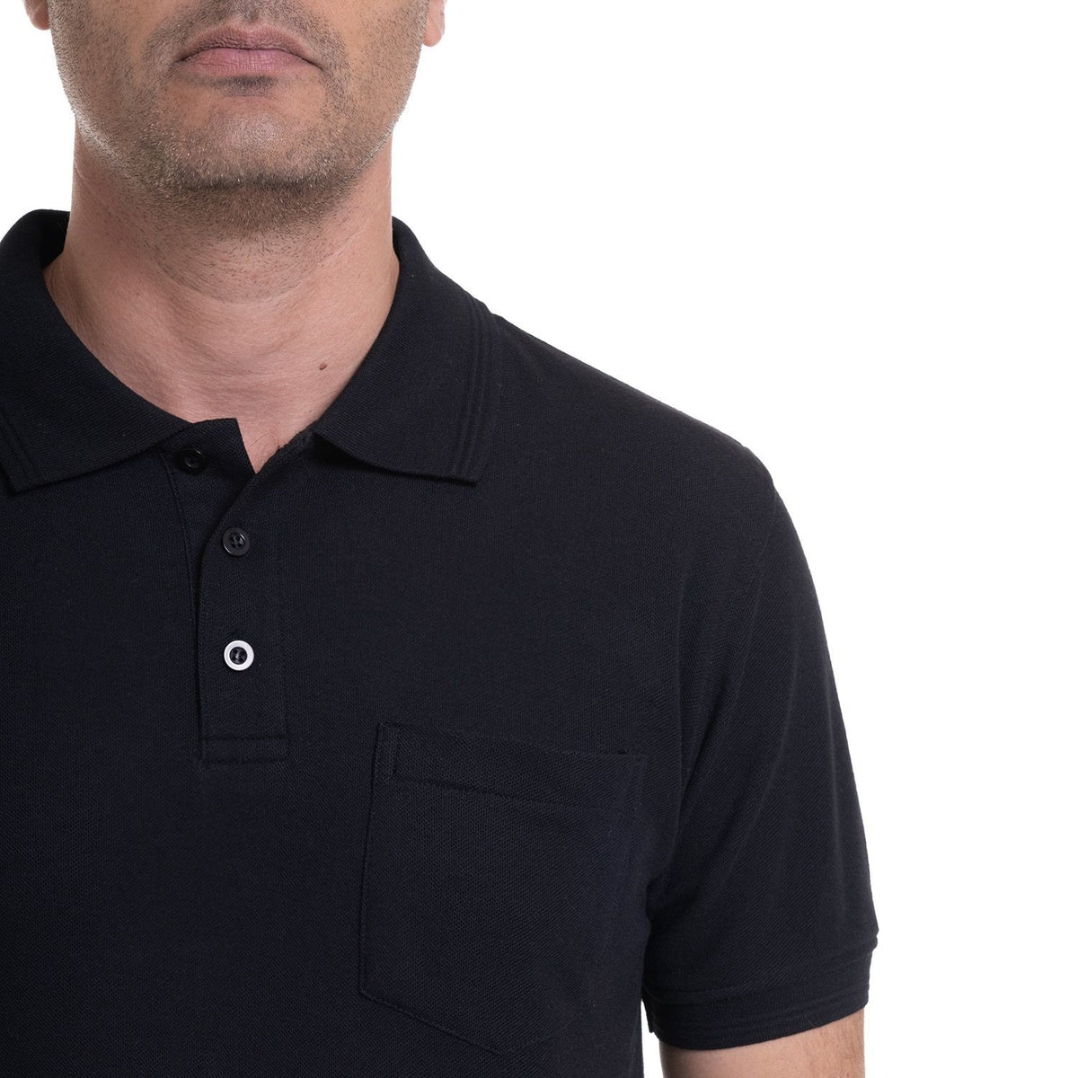 Polera Hombre Pique Lisa Negro