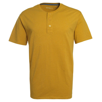 Polera Hombre Botones Manga Corta Mostaza