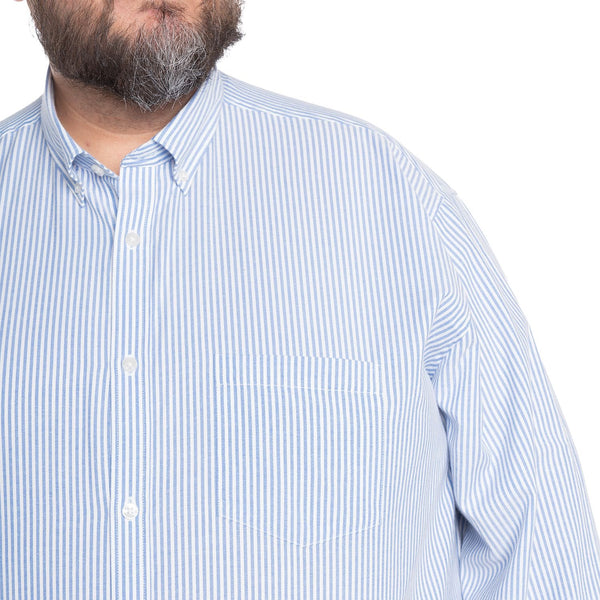 Camisa Hombre Manga Larga Oxford Rayas Azul Regular Fit