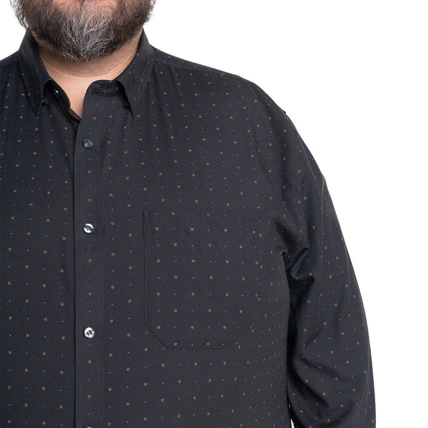 Camisa Hombre Manga larga Estampada Negro Regular Fit KT
