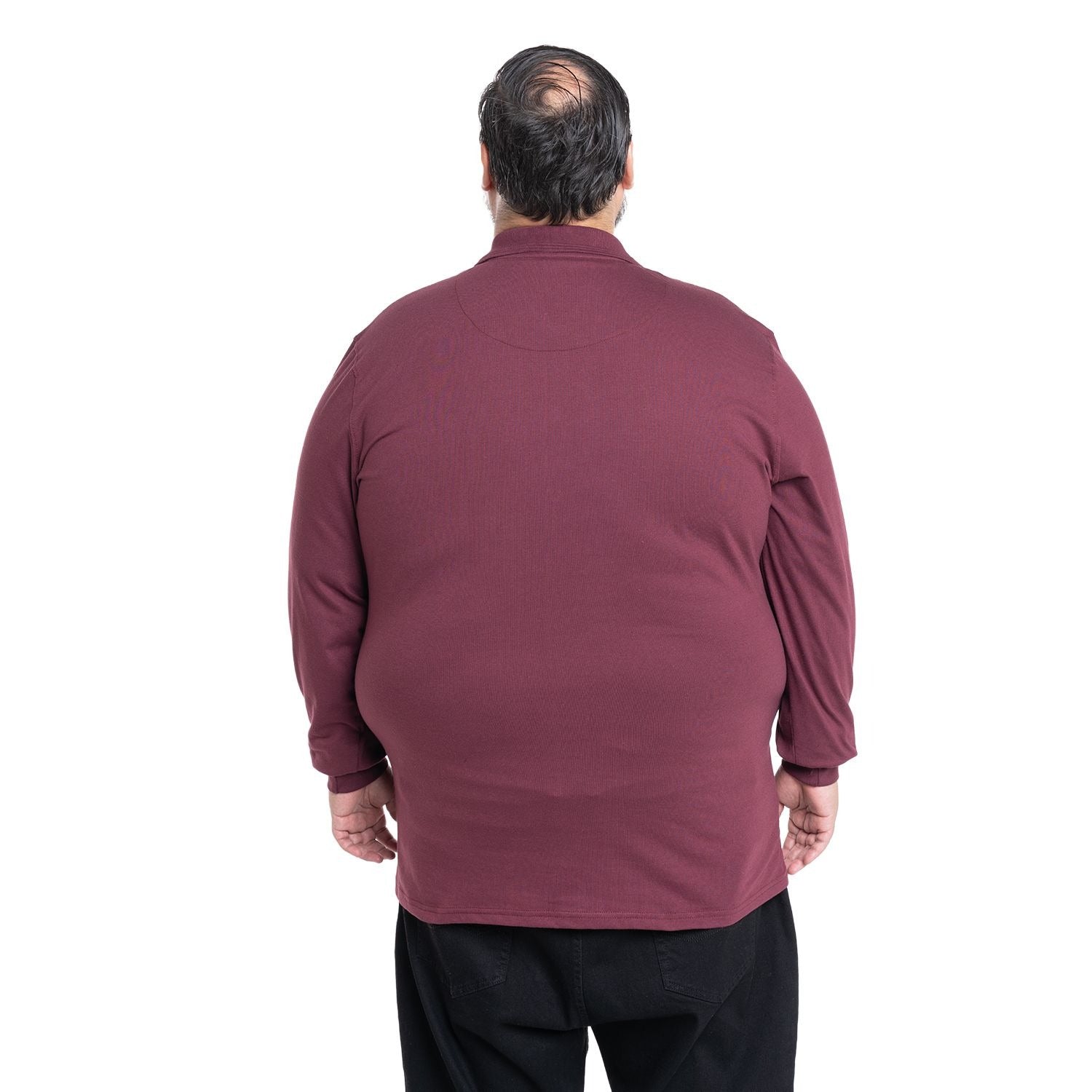 Polera Hombre Jersey Pique Manga Larga Cuello Polo Vino - Sensez