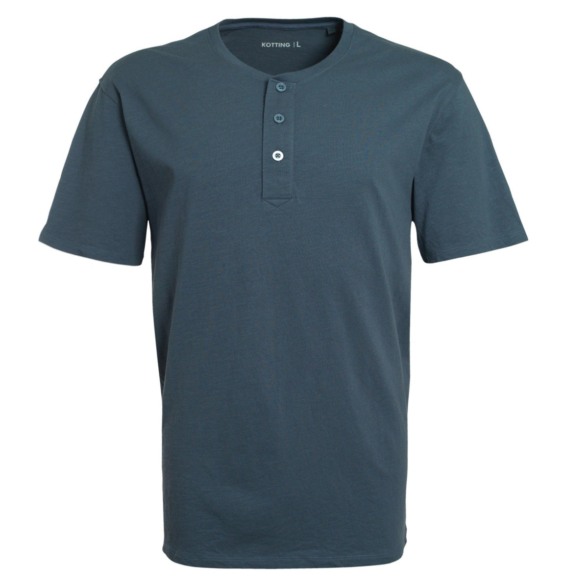 Polera Hombre Botones Manga Corta Azul Piedra