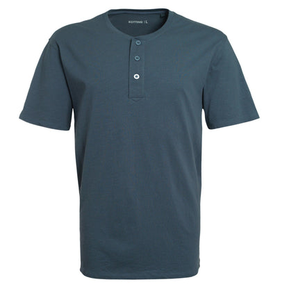 Polera Hombre Botones Manga Corta Azul Piedra