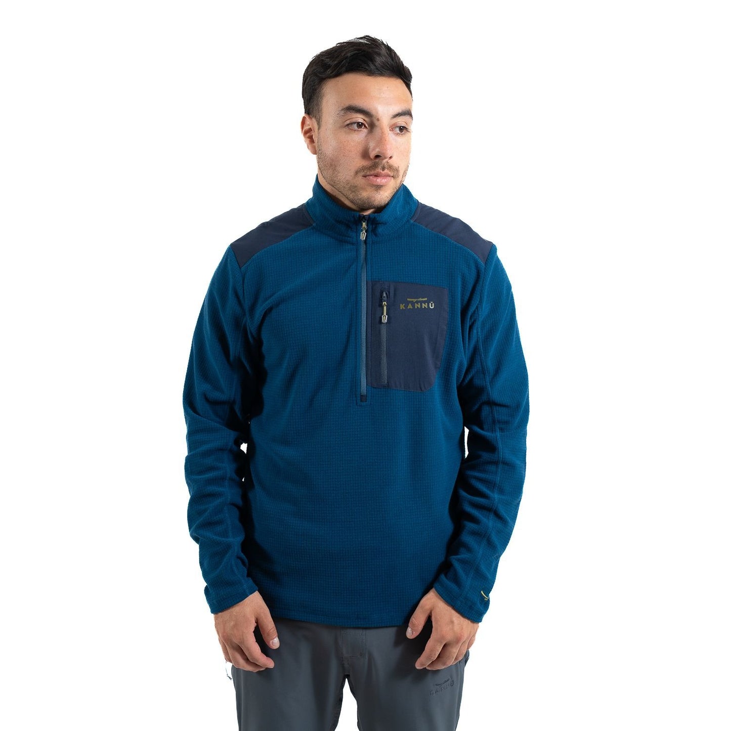 Polar Hombre Medio Cierre Textura Waffle Azul Denim - Sensez