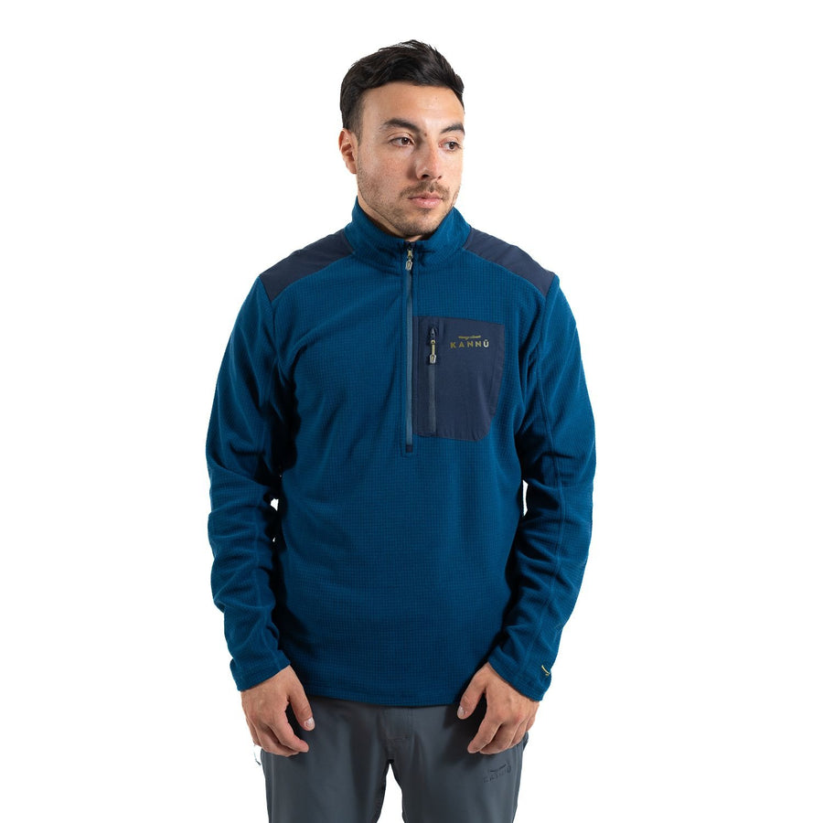 Polar Hombre Medio Cierre Textura Waffle Azul Denim - Sensez