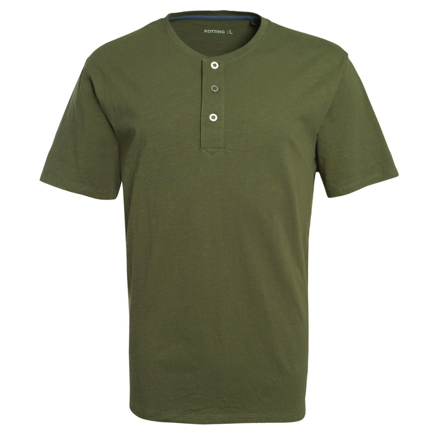 Polera Hombre Botones Manga Corta Oliva Oscuro