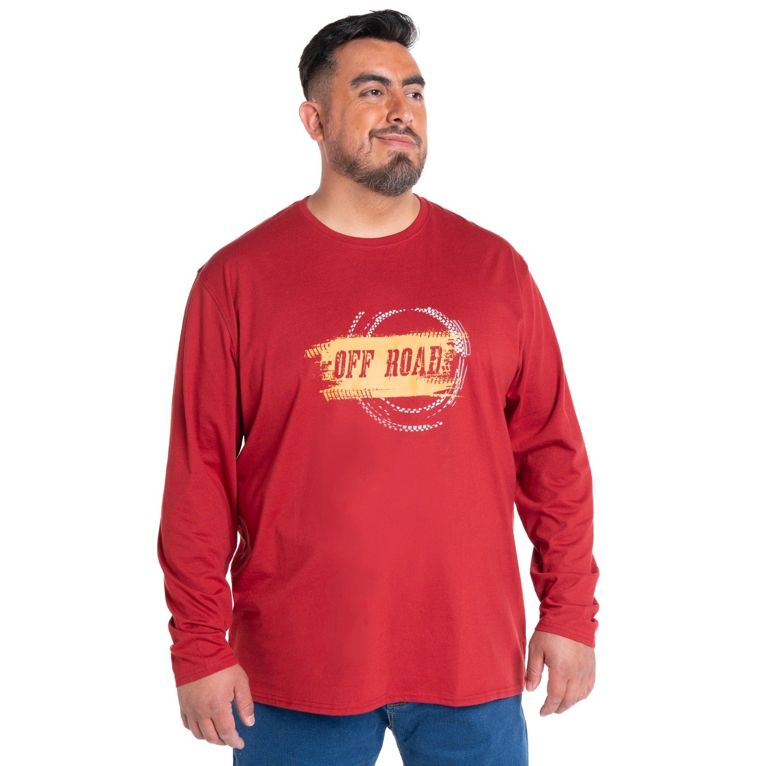 Polera Hombre Manga Larga Jersey Roja con Diseño Off Road - Sensez
