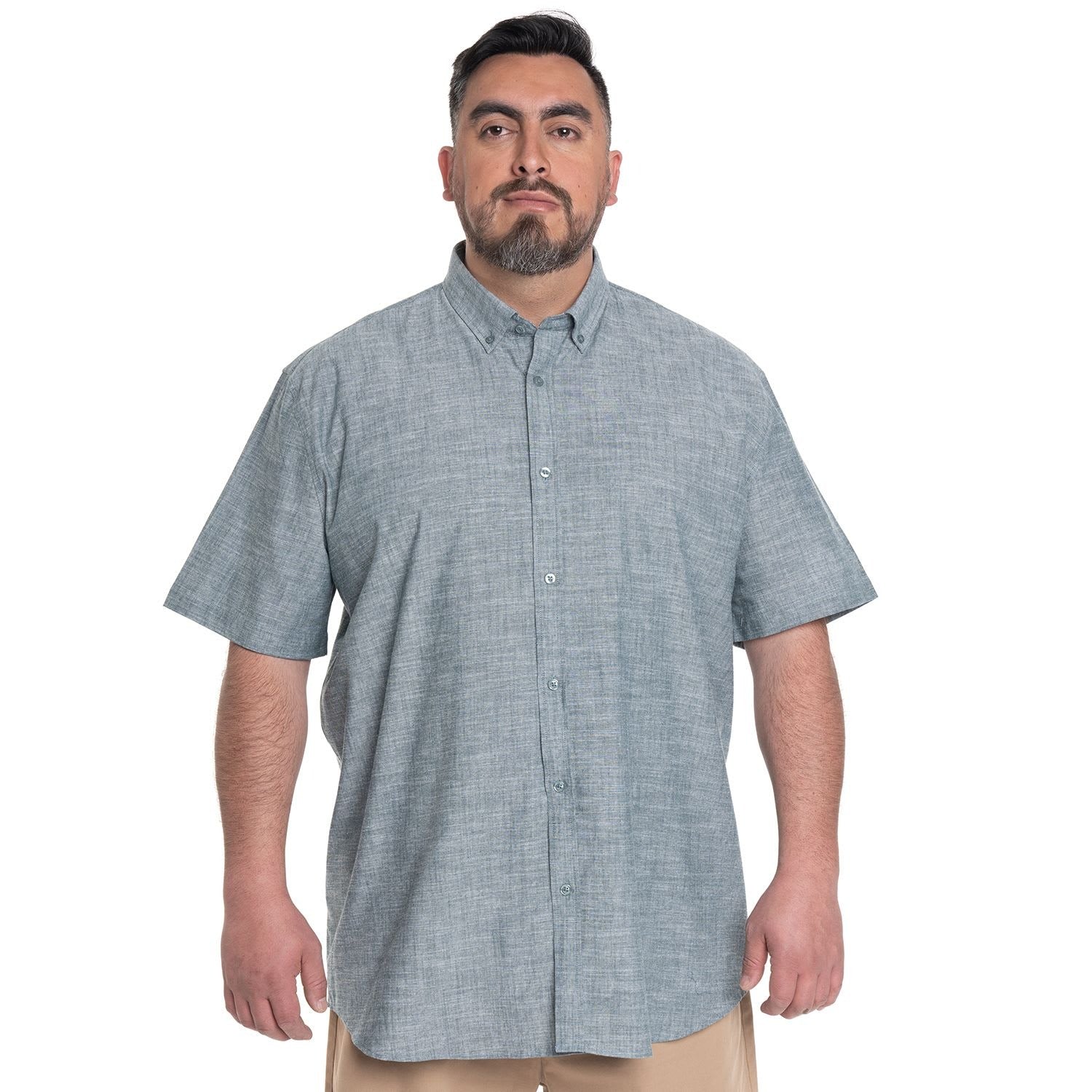 Camisa Hombre Look Lino Verde Manga Corta KT