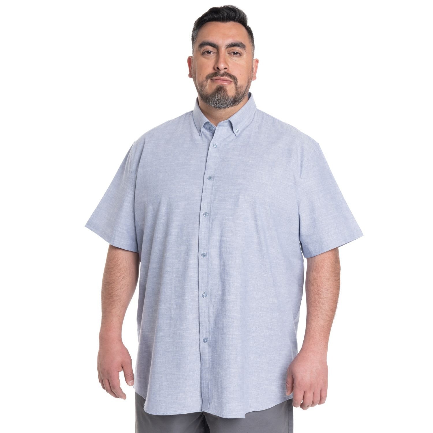 Camisa Hombre Look Lino celeste Manga Corta KT