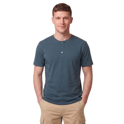 Polera Hombre Botones Manga Corta Azul Piedra