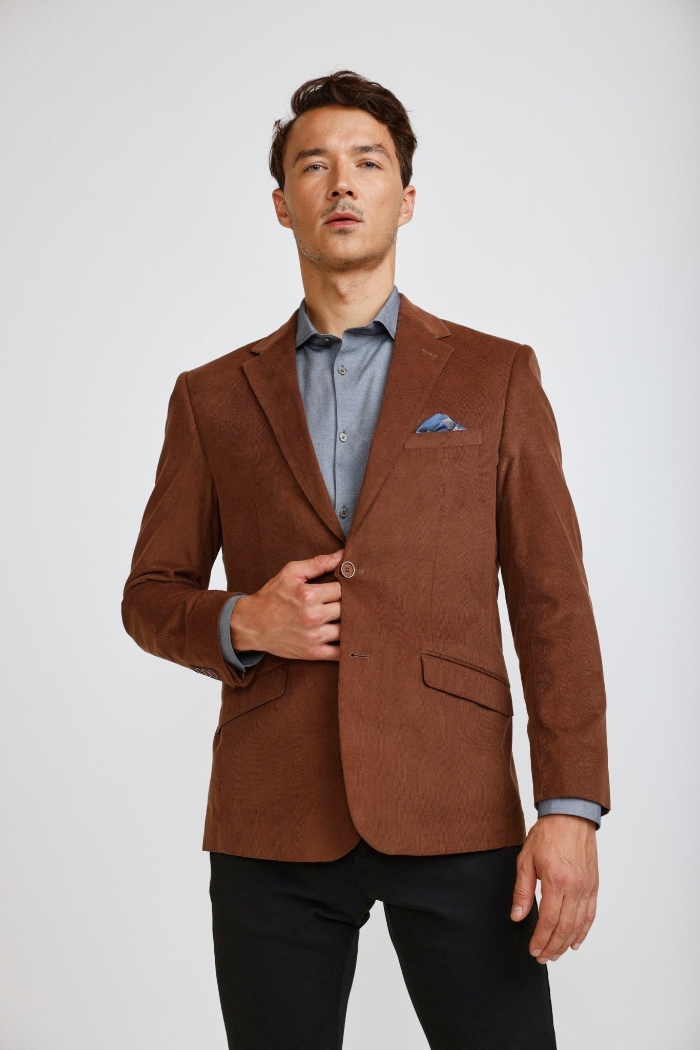 Blazer Hombre Micro Cotelé Mil Rayas Camel - Sensez