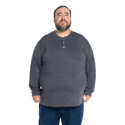 Polera Hombre Manga Larga Jersey Cuello Redondo con Botones Azul Marino