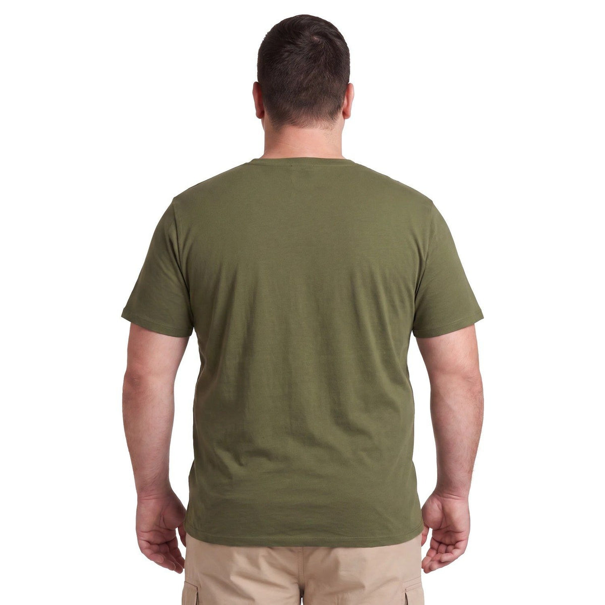 Polera Hombre Botones Manga Corta Oliva Oscuro