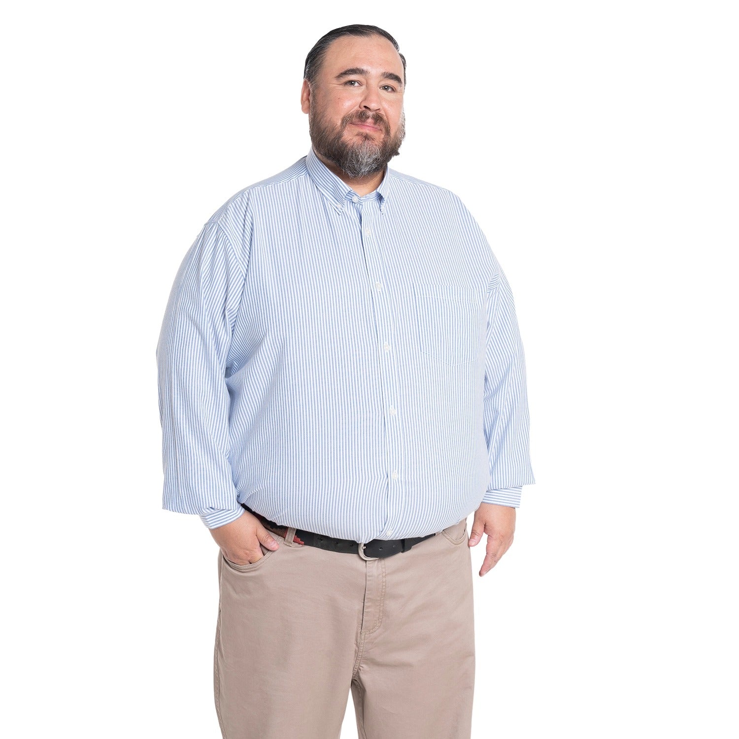 Camisa Hombre Manga Larga Oxford Rayas Azul Regular Fit - Sensez