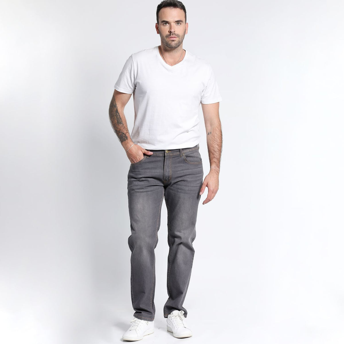 Pantalon Hombre Jeans Gris Oscuro Slim Fit Berlin PT