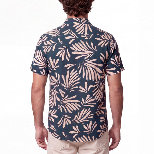 Camisa Hombre Manga Corta Viscosa Diseño Damasco
