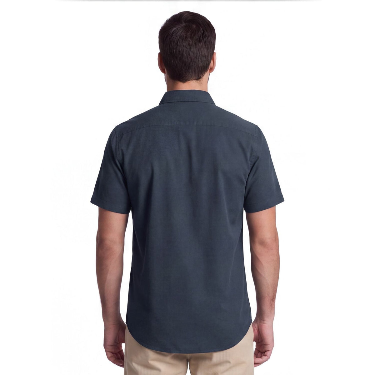 Camisa Hombre Manga Corta Lyocell Lisa Azul