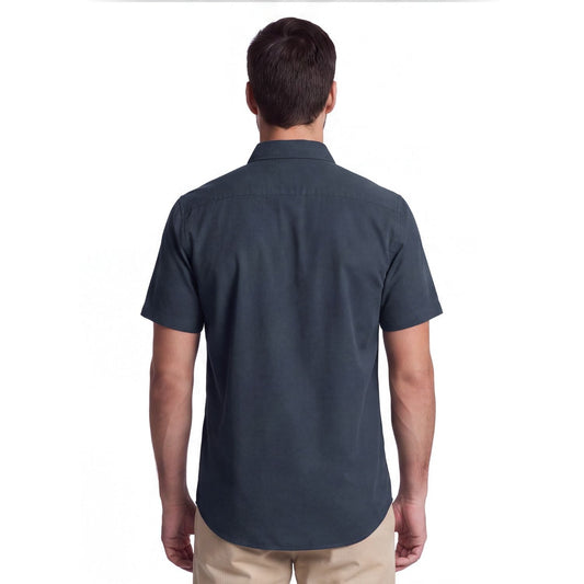 Camisa Hombre Manga Corta Lyocell Lisa Azul
