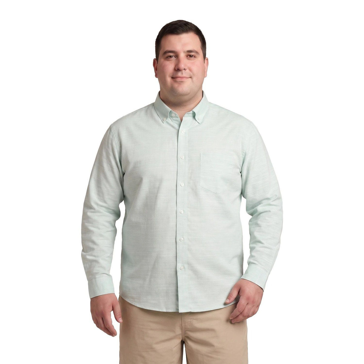 Camisa Hombre Look Lino  Manga Larga Verde Agua