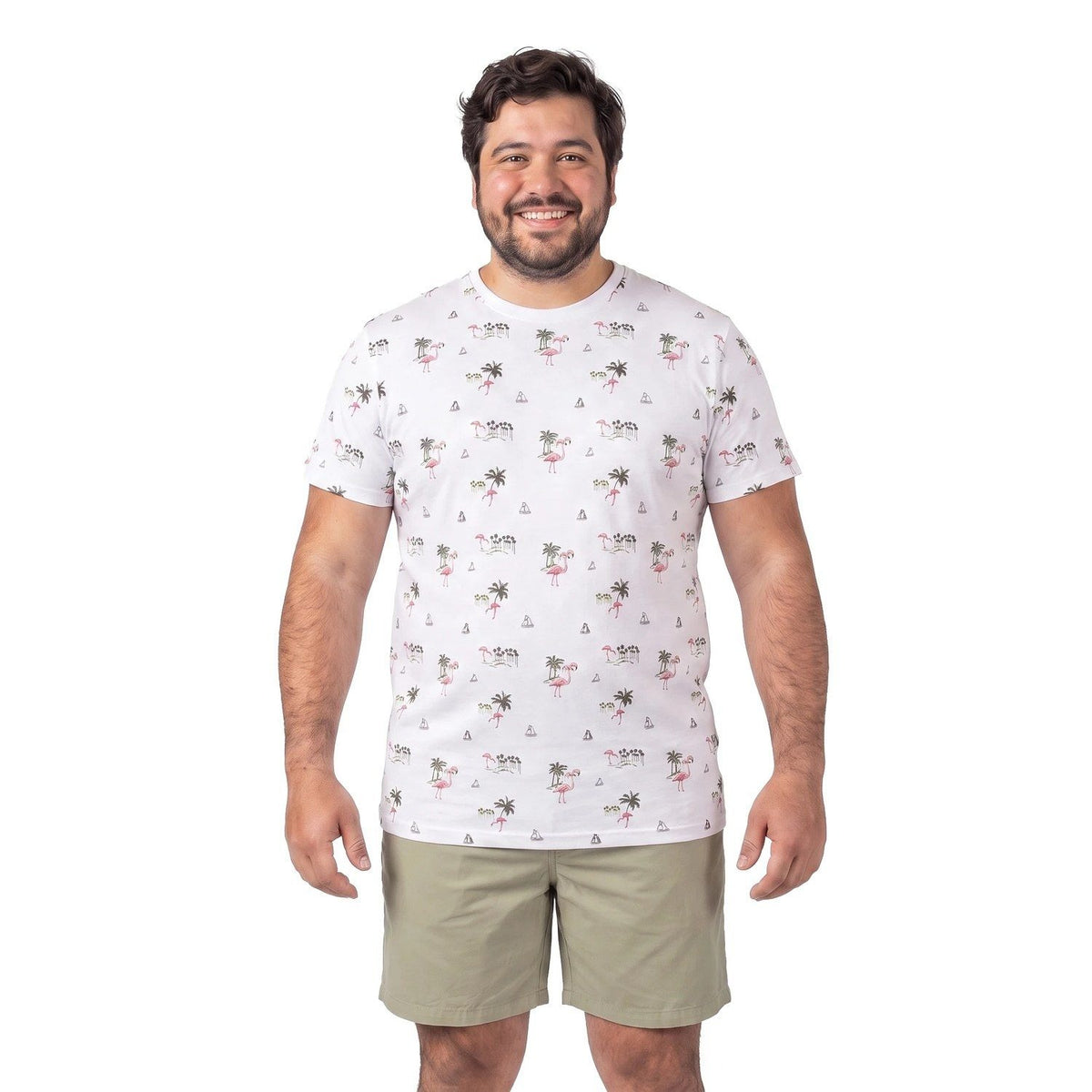 Polera Hombre Full Estampado Blanco