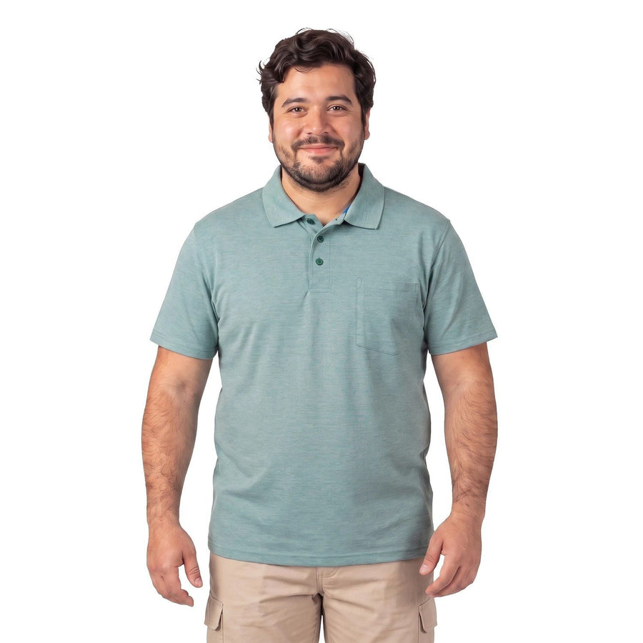 Polera Hombre Cuello Camisero Turquesa