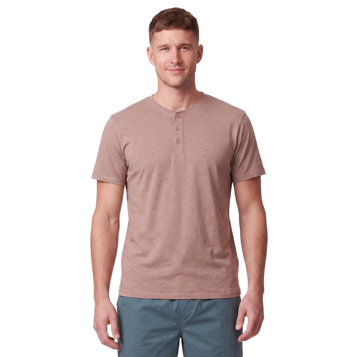 Polera Hombre Botones Manga Corta Rosa Medio