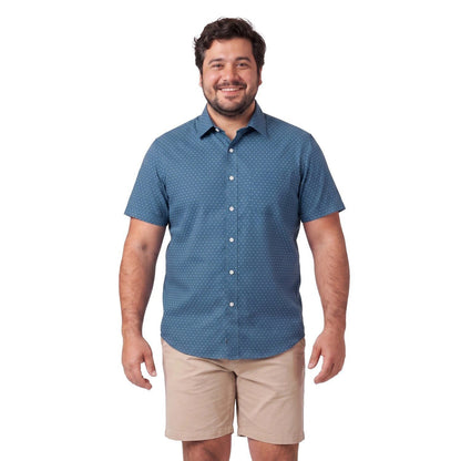 Camisa Hombre Manga Corta Dobby Sport DIseño Azul