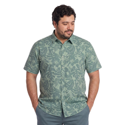 Camisa Hombre Guayabera Manga Corta Diseño Verde Pistacho
