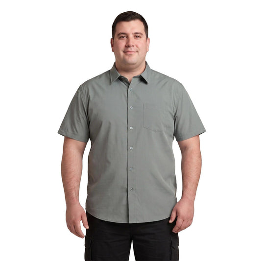 Camisa Hombre Guayabera Lisa Gris Oscuro