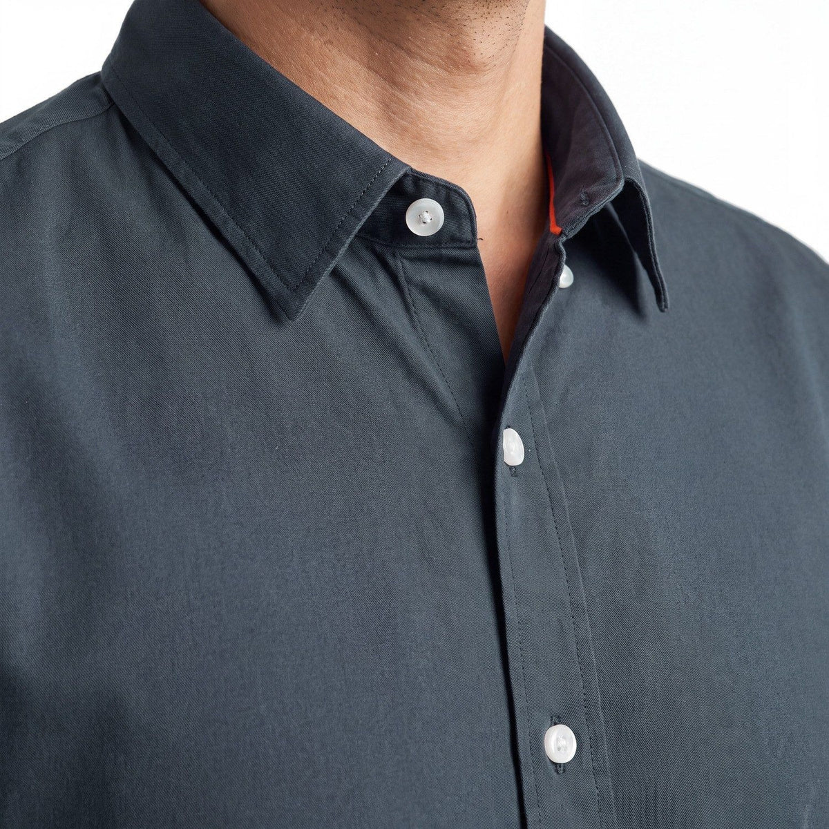 Camisa Hombre Manga Corta Lyocell Lisa Azul