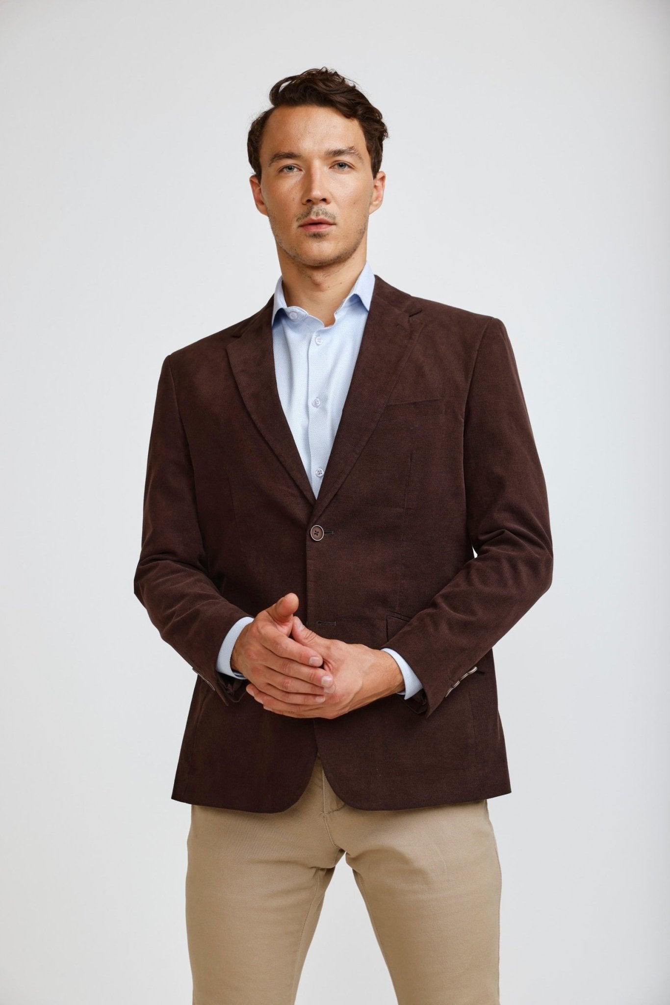 Blazer Hombre Micro Cotelé Mil Rayas Brown - Sensez