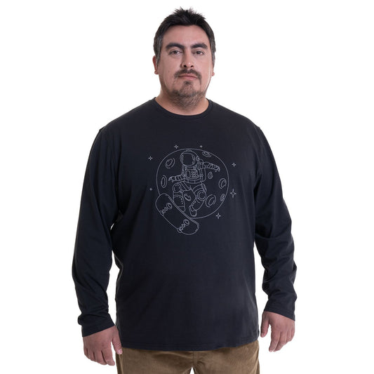 Polera Hombre Jersey Manga Larga Negra con Diseño Luna - Sensez