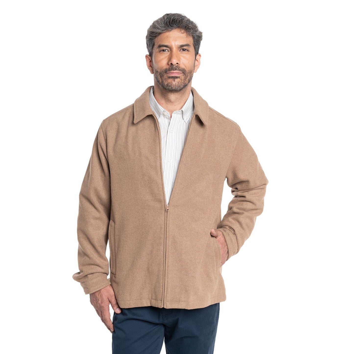 Chaqueta Hombre Clásica Cuello Camisero Beige - Sensez