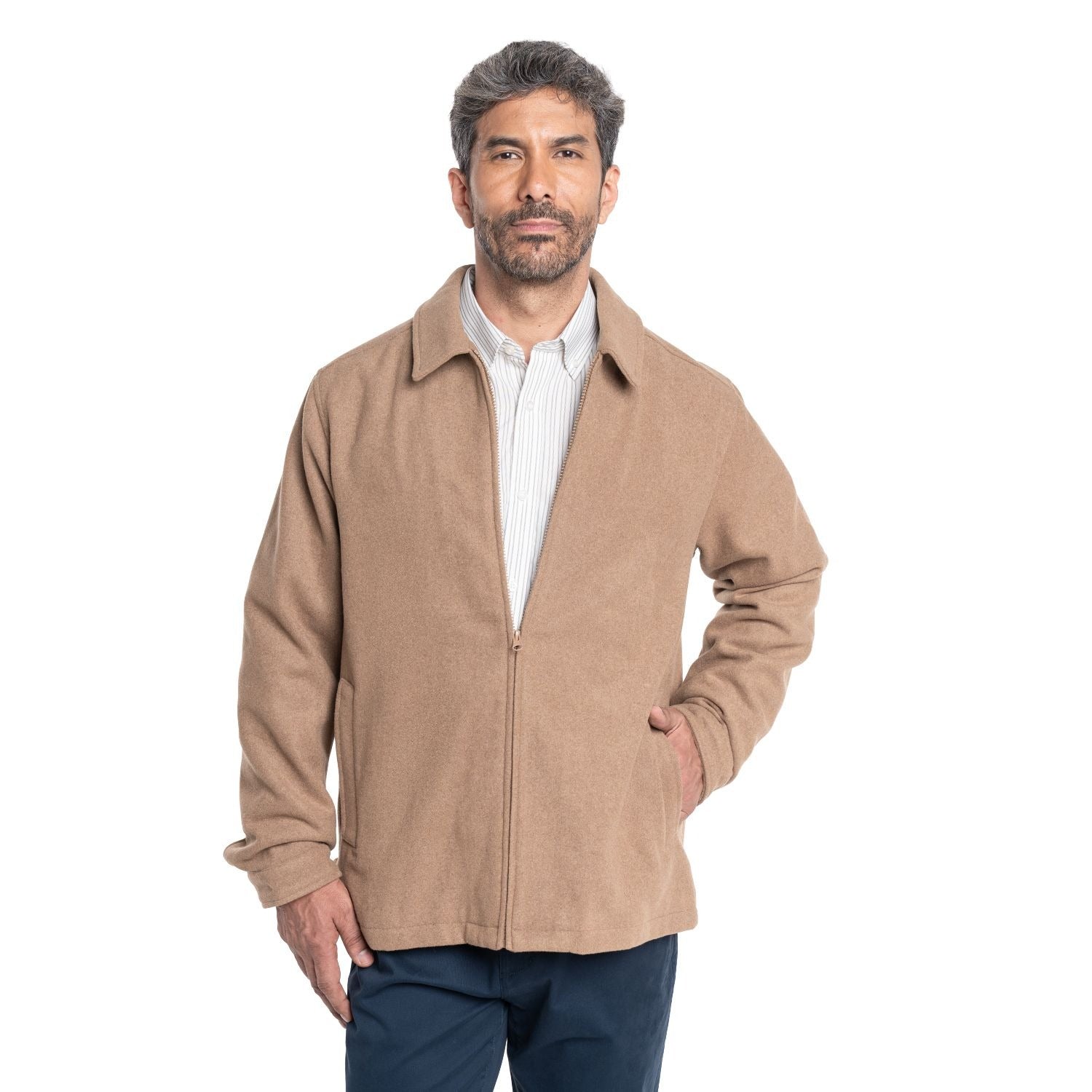 Chaqueta Hombre Clásica Cuello Camisero Beige - Sensez