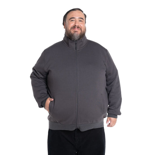 Polerón Hombre Cierre Completo Cuello Alto Gris - Sensez