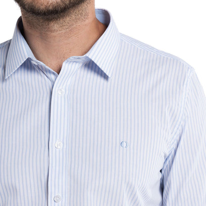 Camisa Hombre Rayas Manga Larga Celeste PT - Sensez