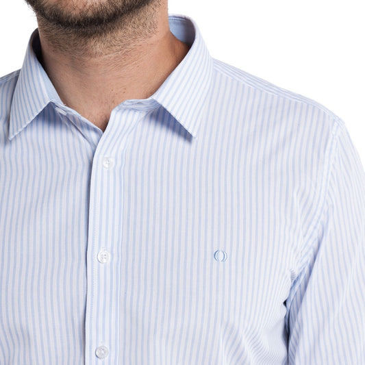 Camisa Hombre Rayas Manga Larga Celeste PT - Sensez