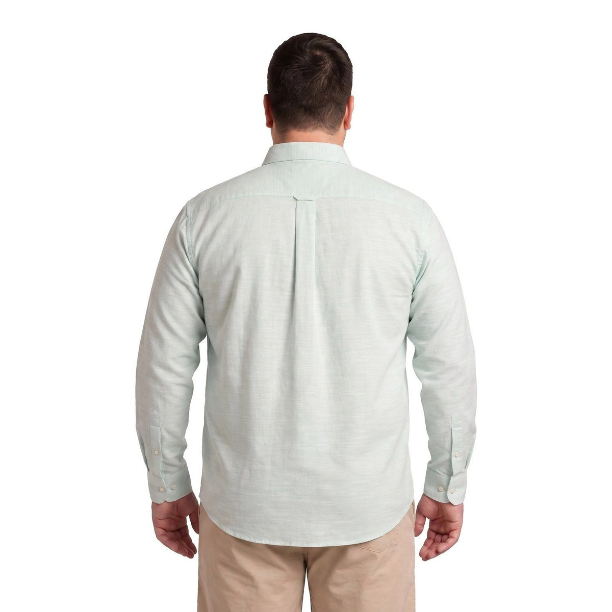 Camisa Hombre Look Lino  Manga Larga Verde Agua