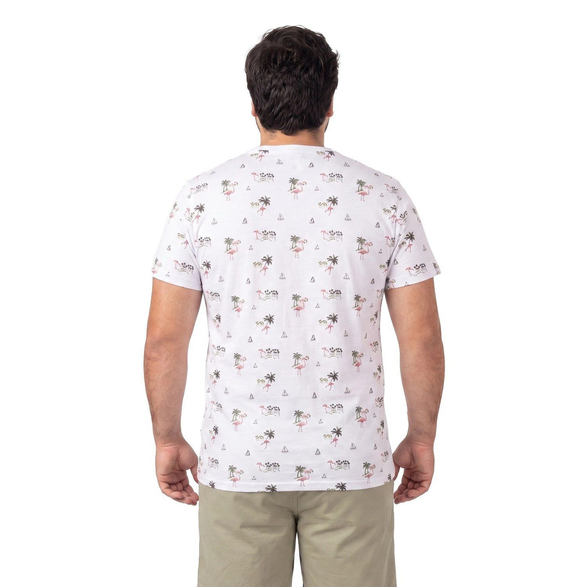 Polera Hombre Full Estampado Blanco