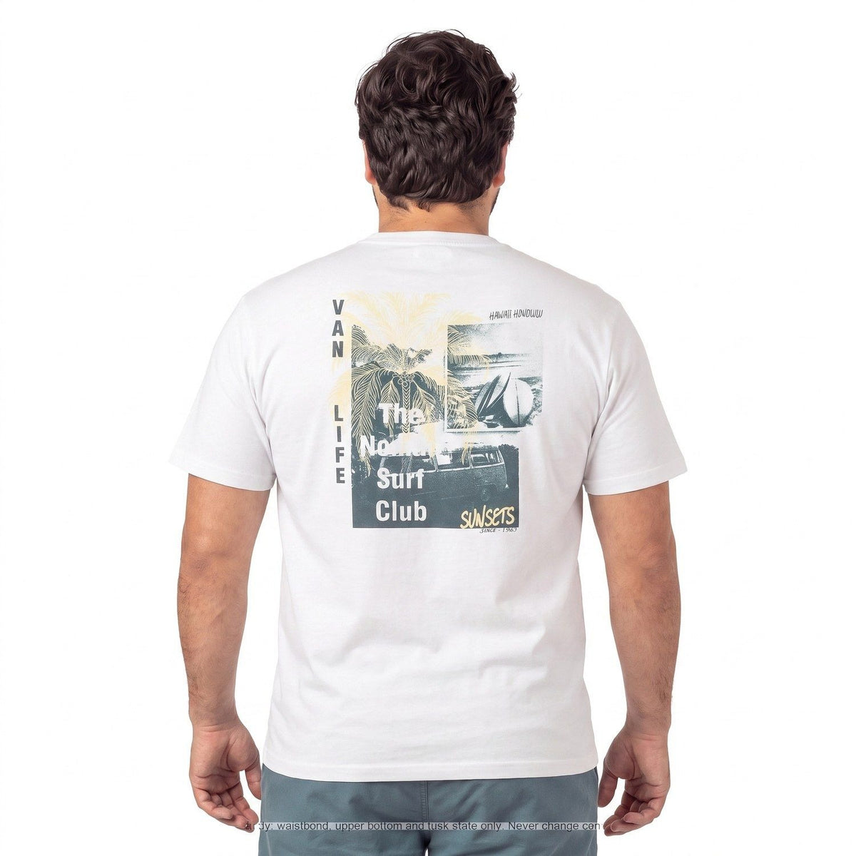 Polera Hombre Estampado Espalda Blanco