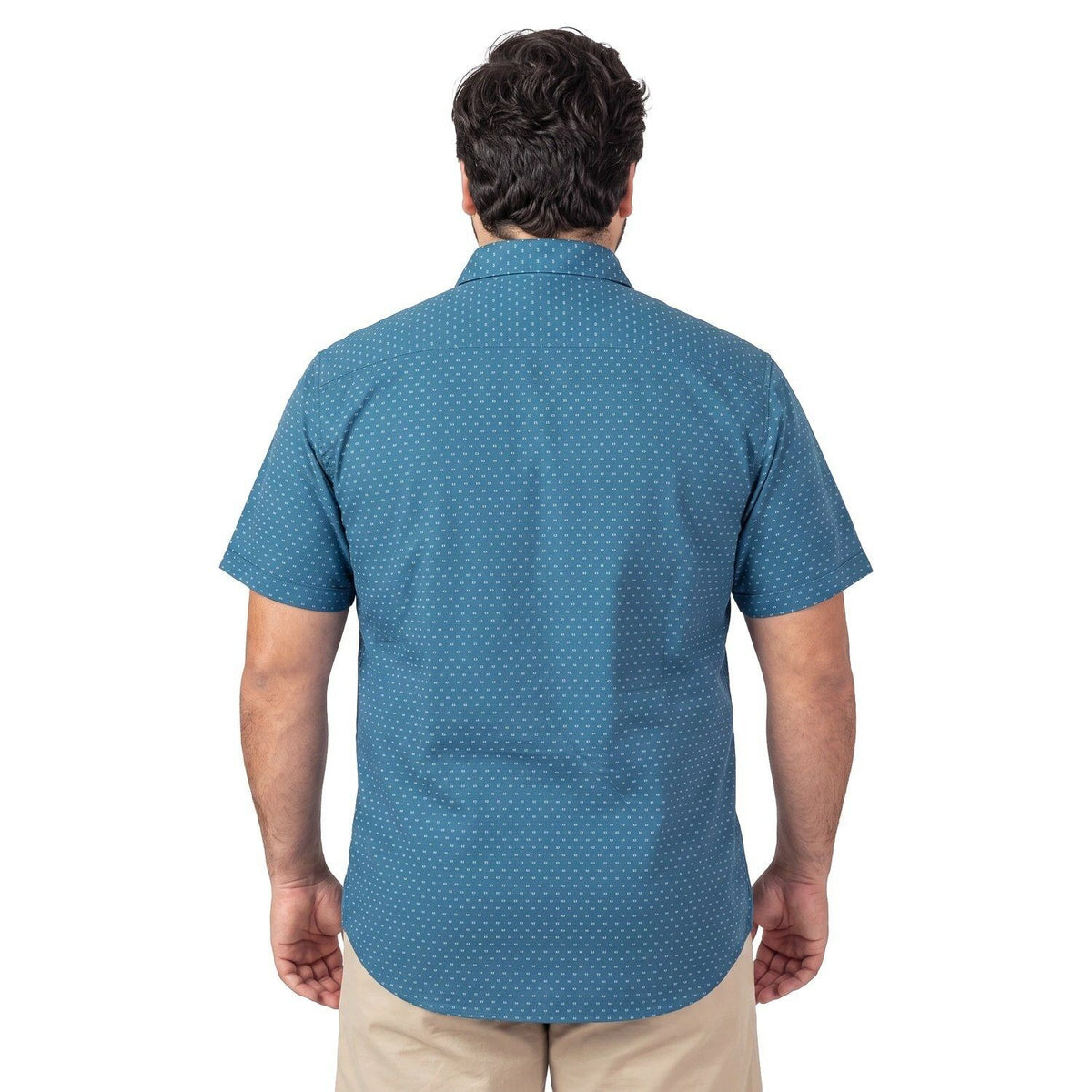 Camisa Hombre Manga Corta Dobby Sport DIseño Azul