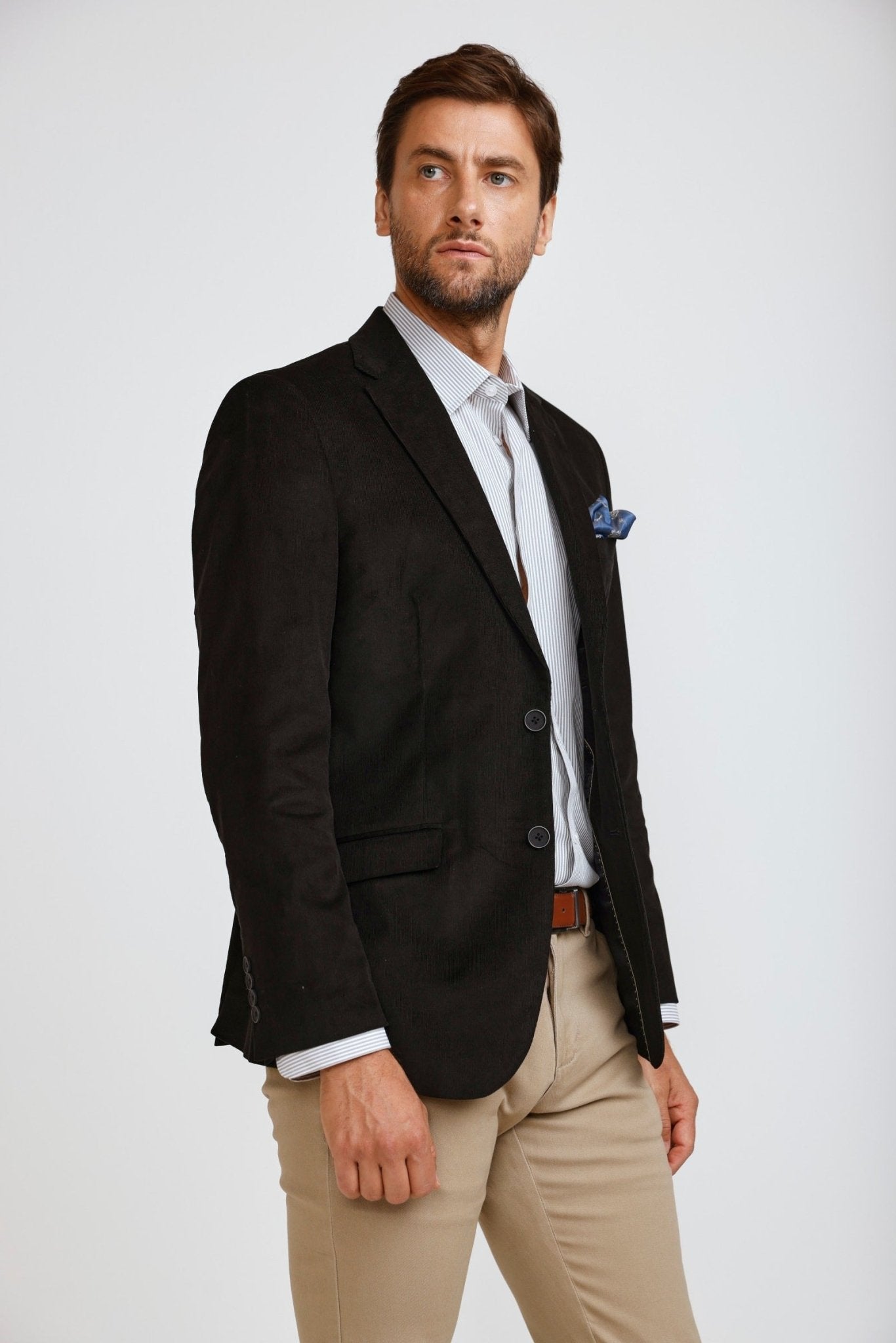 Blazer Hombre Micro Cotelé Mil Rayas Black - Sensez