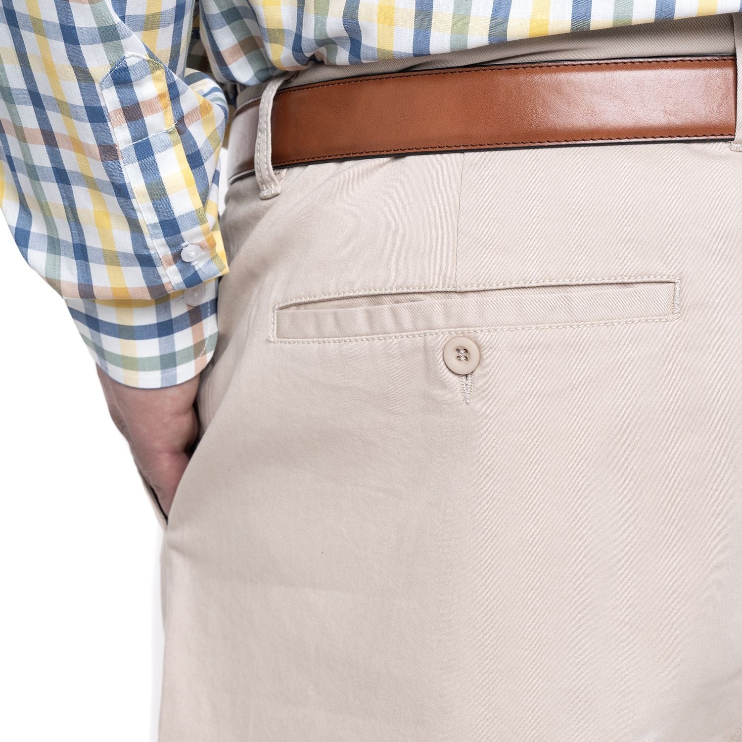 Pantalon Hombre Gabardina Slim Fit Beige Claro