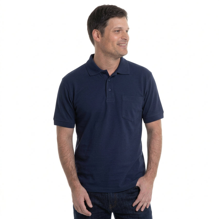 Polera Hombre Pique Lisa Azul Marino