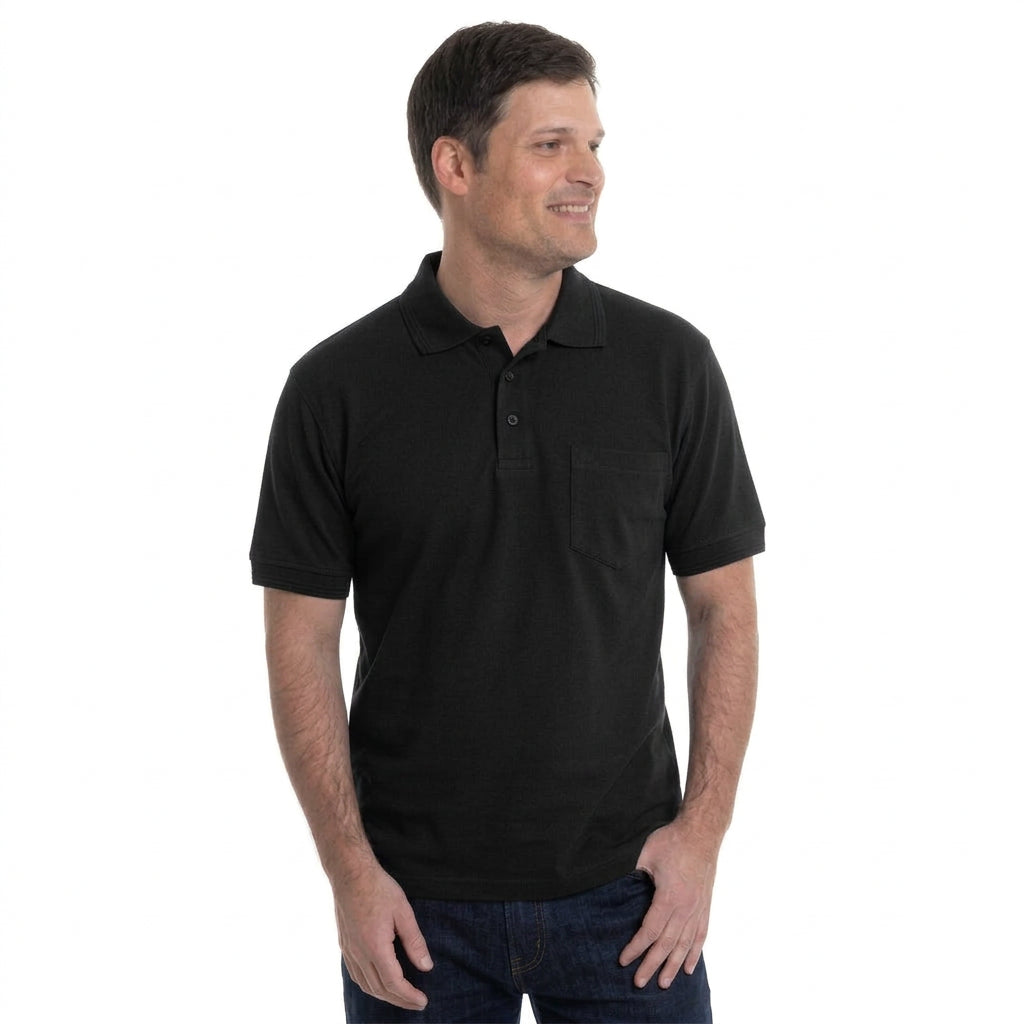 Polera Hombre Pique Lisa Negro