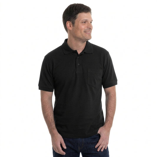 Polera Hombre Pique Lisa Negro
